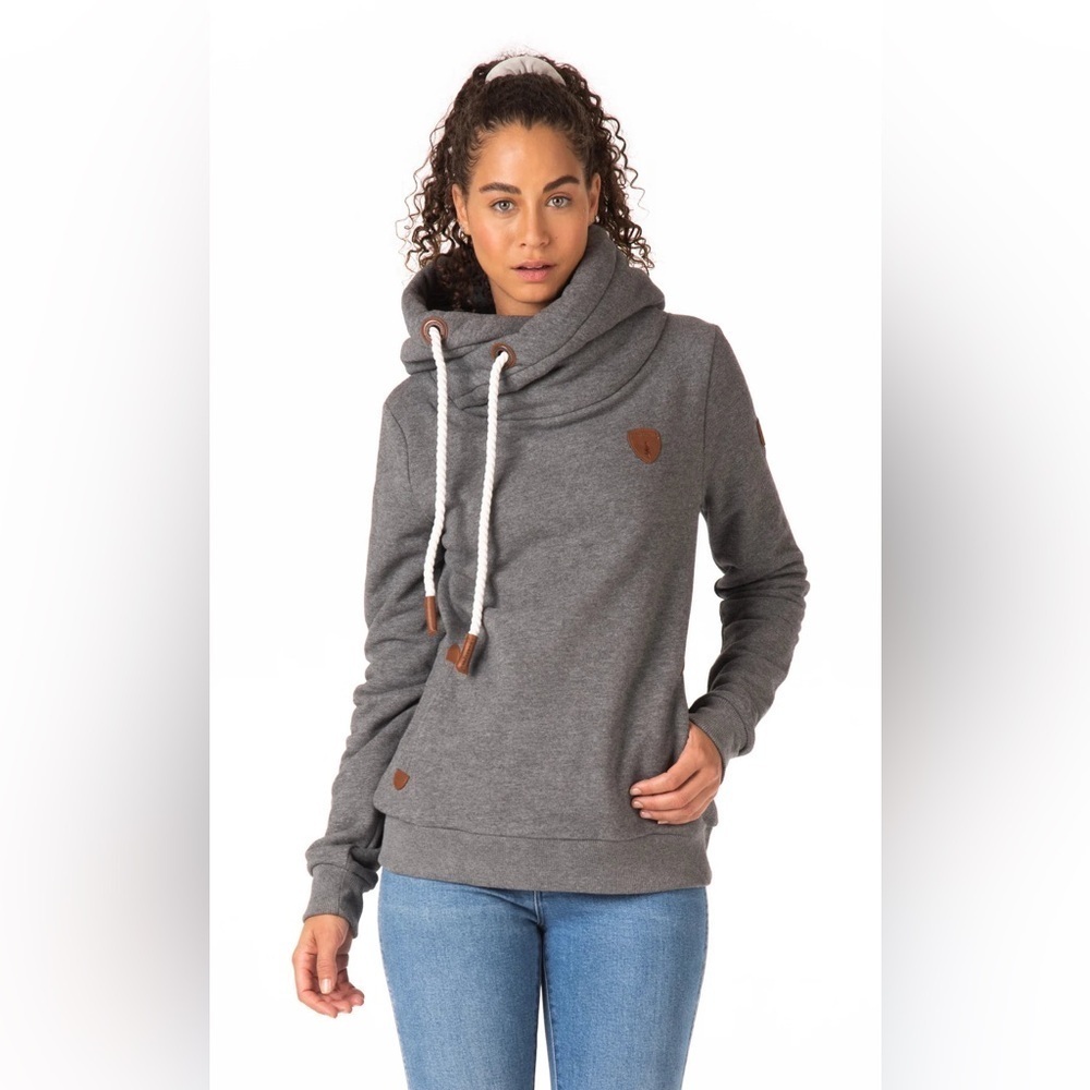 Z NAKETANO Women’s Medium Hoodie Grey Jumper Sweater Pullover Sweatshirt Metal